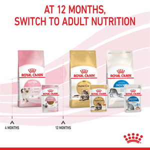 Royal Canin Kitten Chunks in Gravy wet cat food – "Switch to adult nutrition" benefit panel