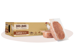 Big Dog BARF Kangaroo for Cats raw cat food – box with raw patty