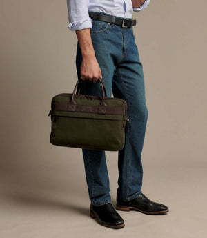 R.M.Williams Barrenjoey Slim Briefcase Dark Khaki