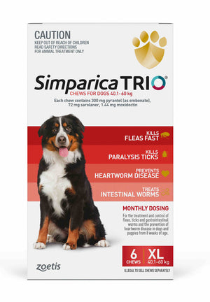 Simparica Trio Chews for Dogs 40.1-60kg