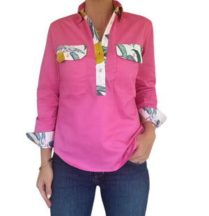 Antola Trading Holly - Lemon Trim Half Button Shirt