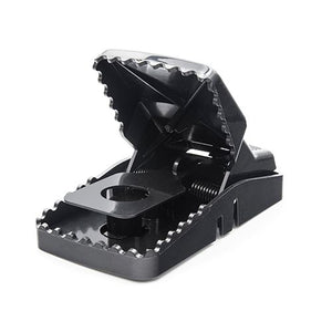 Bainbridge Press & Set Rat Snap Trap, black plastic, shown open