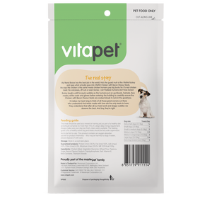 VitaPet JerHigh Chicken with Bacon Flavour dog treats 100g – back of 100g pack