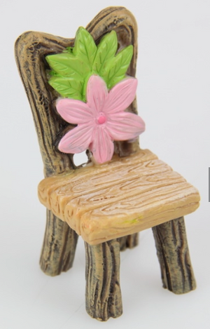 Fairy Garden Table & Chairs (Pink Flower Design) - Set of 3