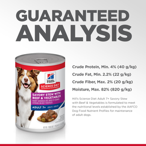 Hills Science Diet Adult 7+ Savory Stew Beef Wet Dog Food