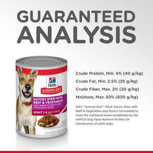 Hills Science Diet Adult Savory Stew Beef Wet Dog Food