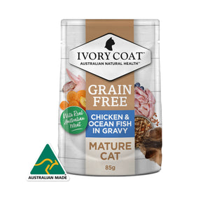 Ivory Coat Grain Free Mature Cat Chicken and Ocean Fish in Gravy Wet Cat Food