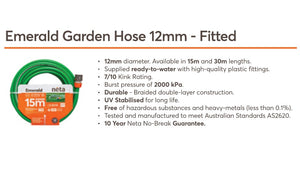 Neta Garden Hose Emerald 12mm x 30m Fitted