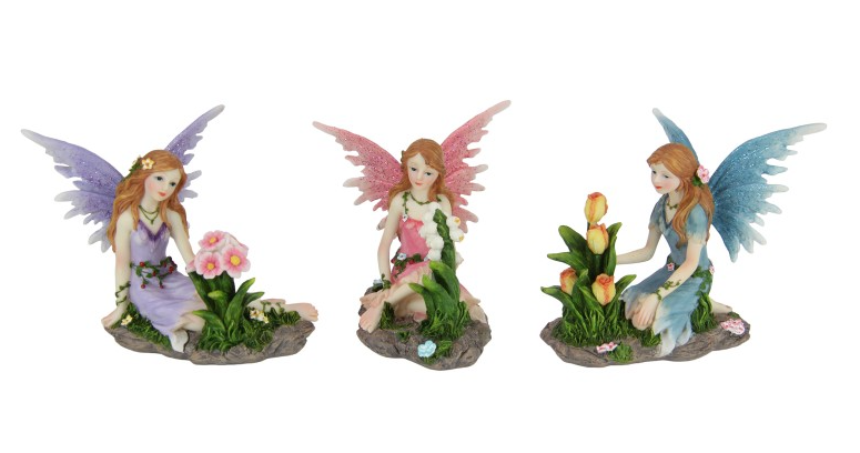 Sitting Fairy w/flowers 3 Asstd - 10cm