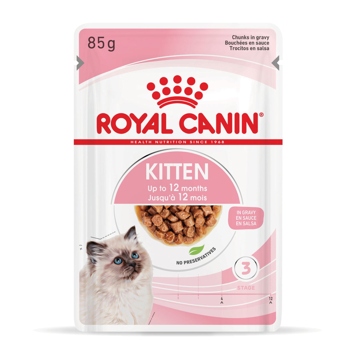 Royal Canin Kitten Chunks in Gravy wet cat food – front of pack