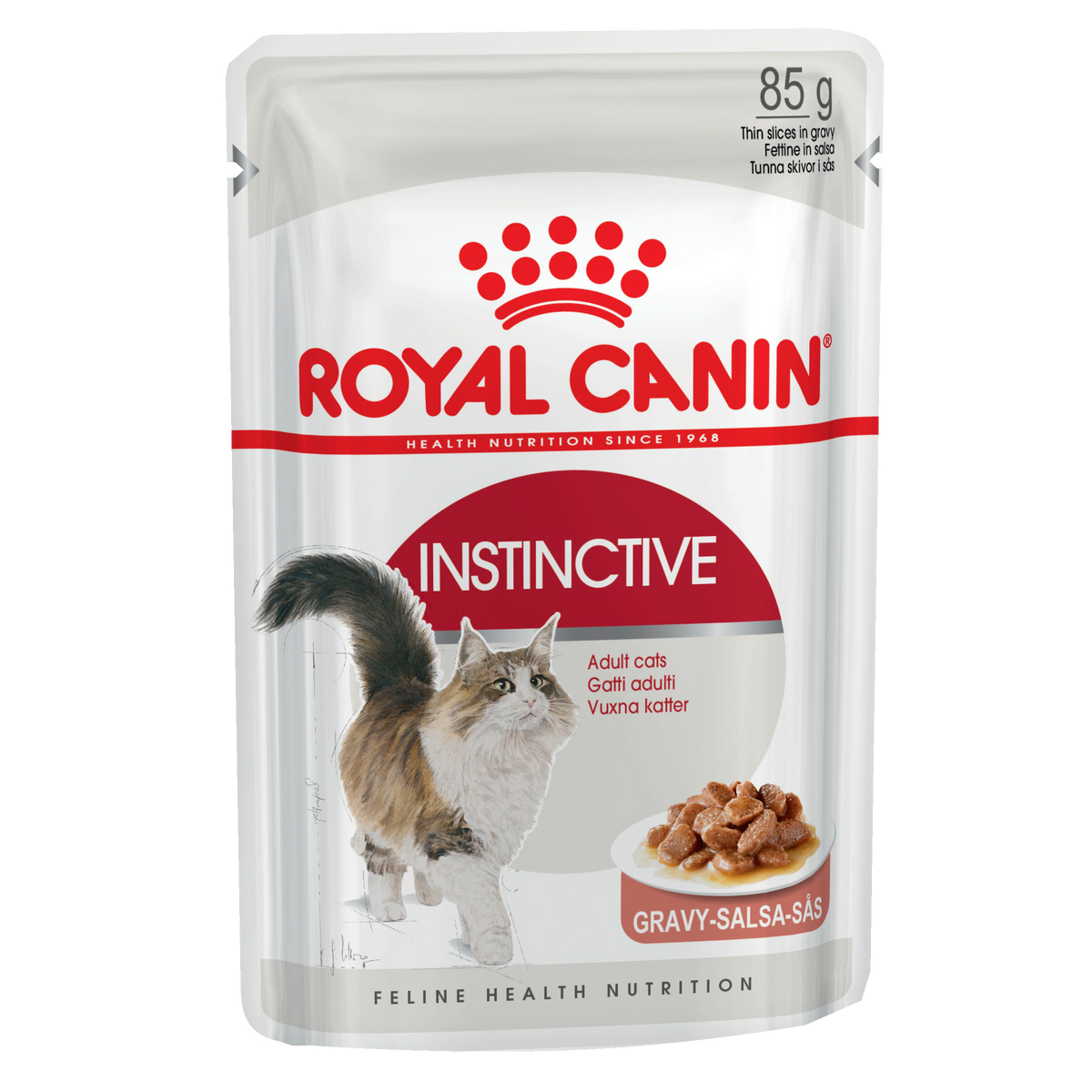 Royal Canin Cat Adult Instinct Gravy wet cat food – "Thin slices in gravy" benefit panel