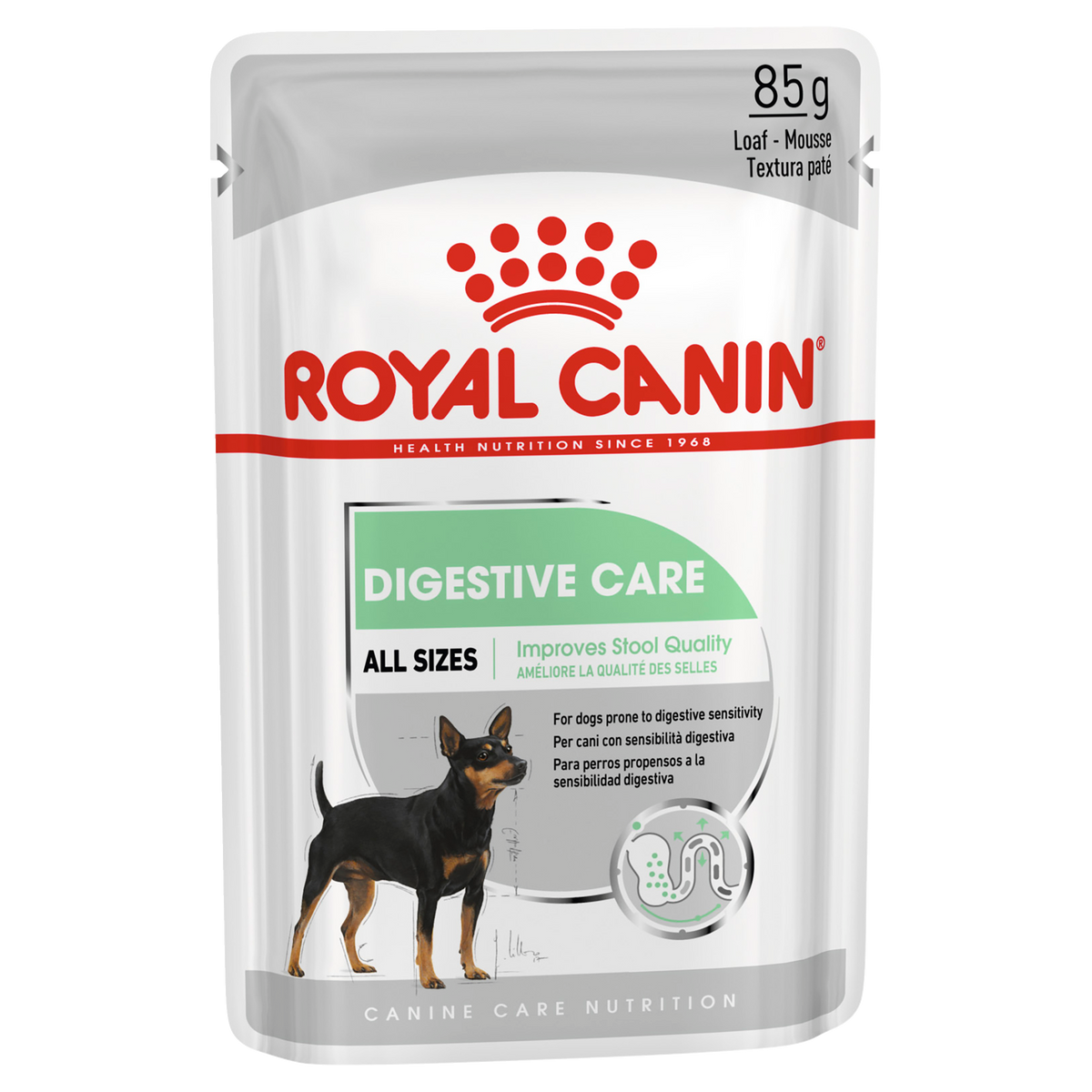 Royal Canin Digestive Care wet dog food – "Loaf - mousse" benefit panel