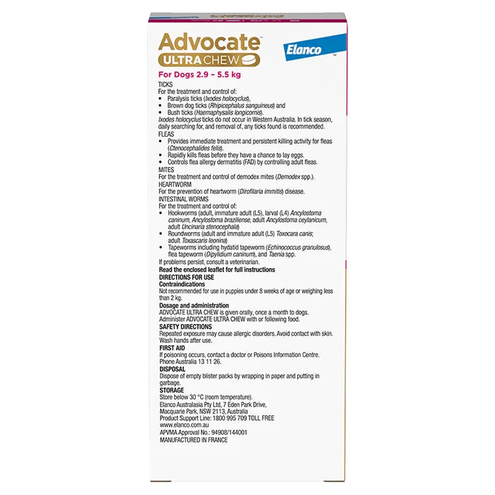 Advocate Ultra Chew Small 2.8-5.5Kg Pink