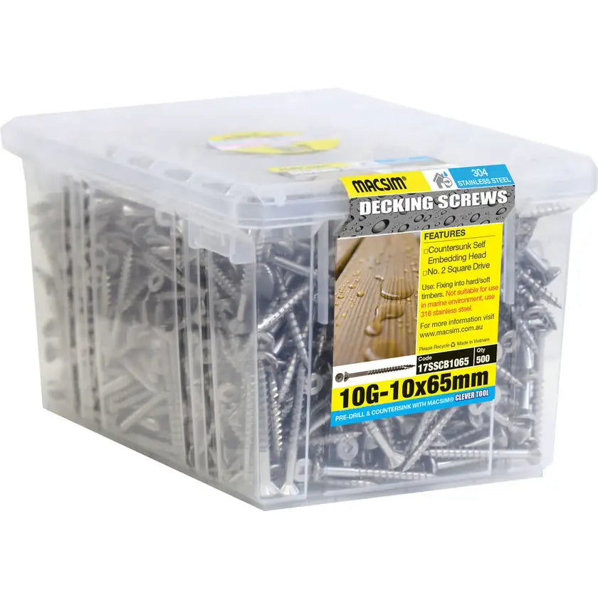 Macsim Decking Screws Countersunk Stainless Steel - 10g x 65mm