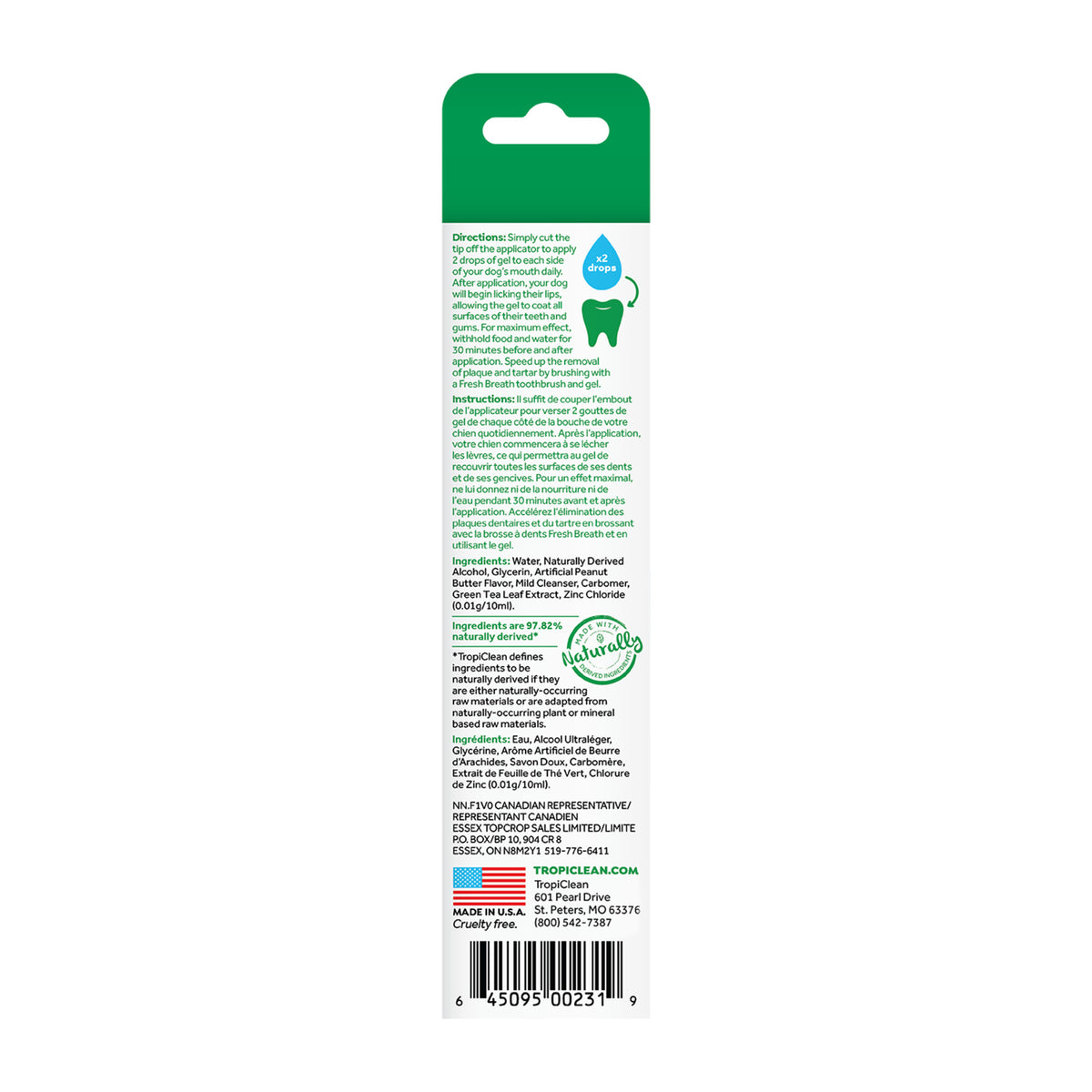 TropiClean Fresh Breath Oral Care Clean Teeth Gel Peanut Butter