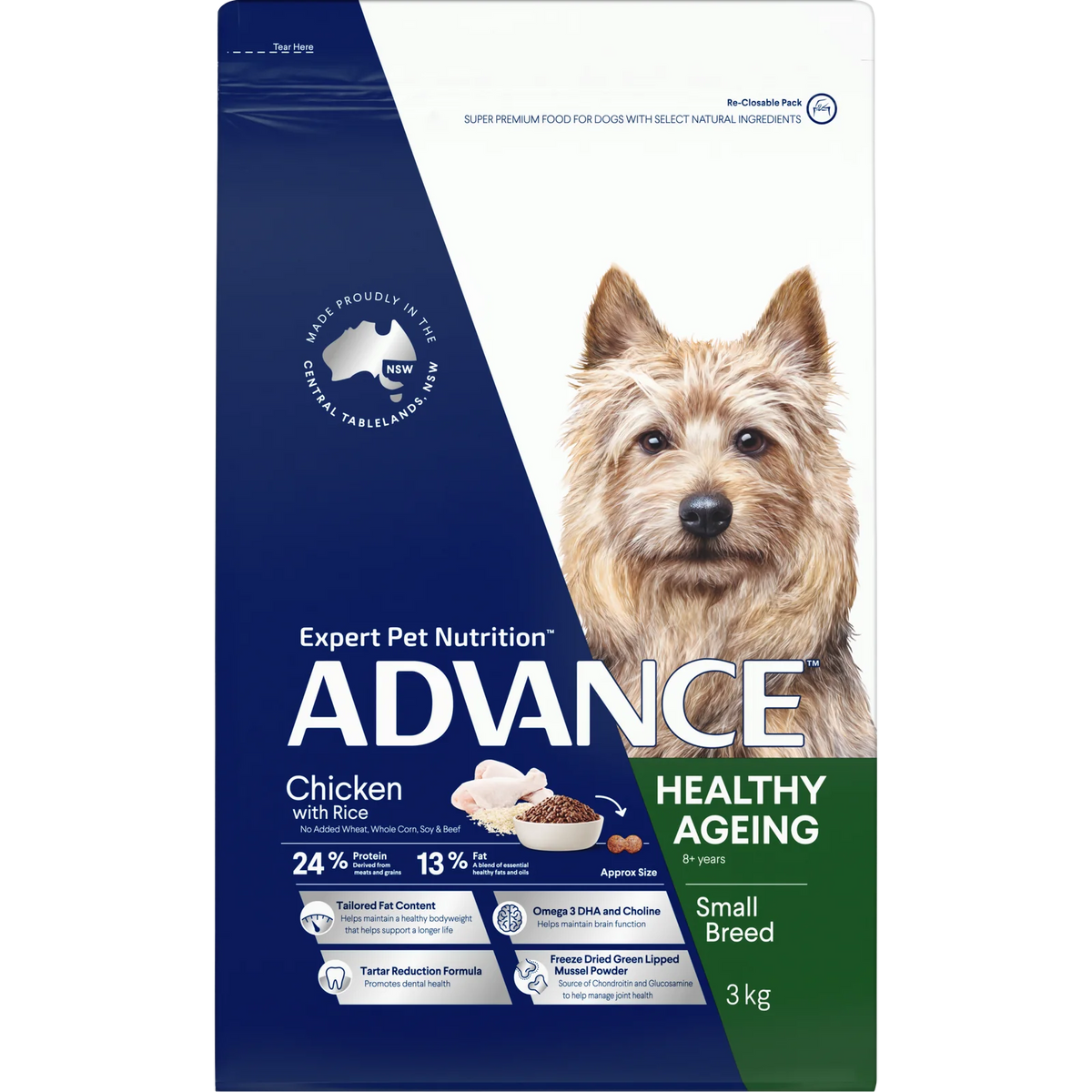 Advance Dog Mature Healthy Ageing Small Breed Chicken with Rice Dry Dog Food
