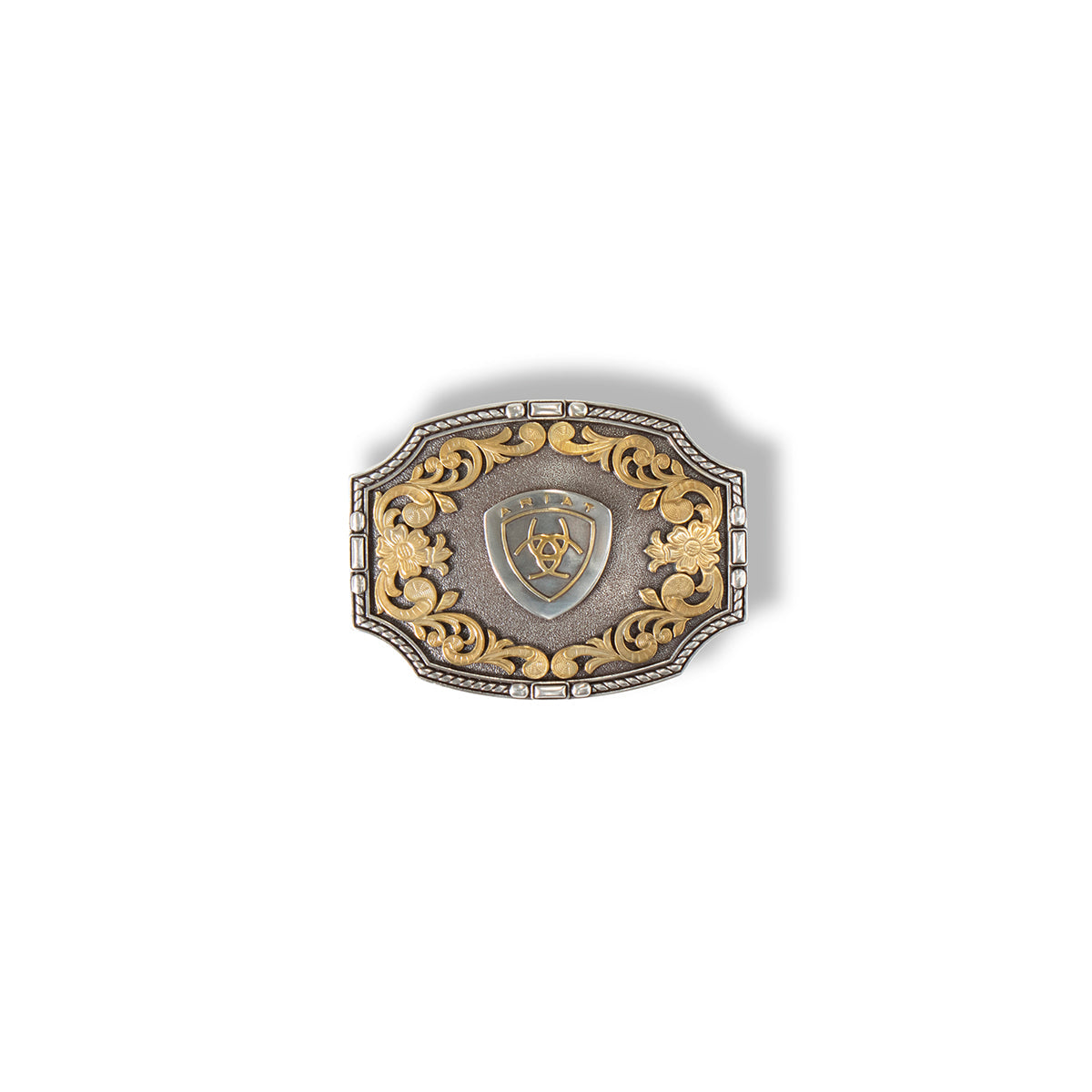 Ariat Rectangle Rope Edge Floral Belt Buckle