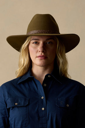 Akubra Riverina Khaki Fur Felt Hat