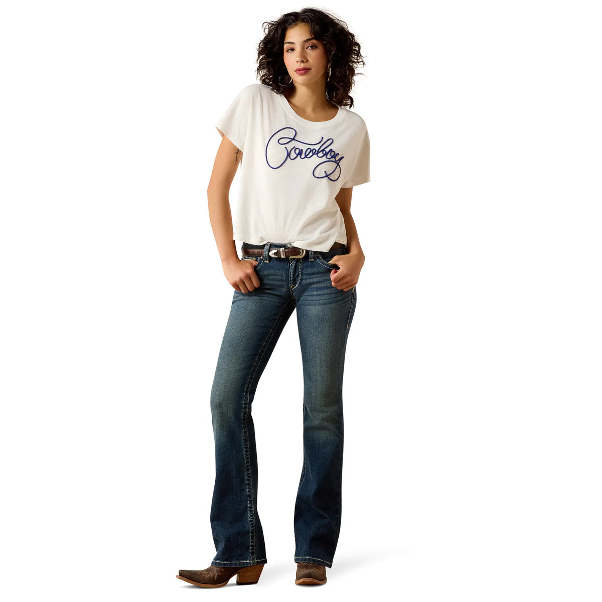 Ariat Womens R.E.A.L. Mid Rise Stretch Whipstitch Jeans