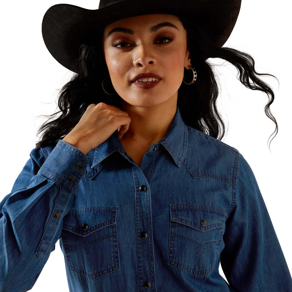 Ariat Womens True Blue Snap Button Long Sleeve Shirt