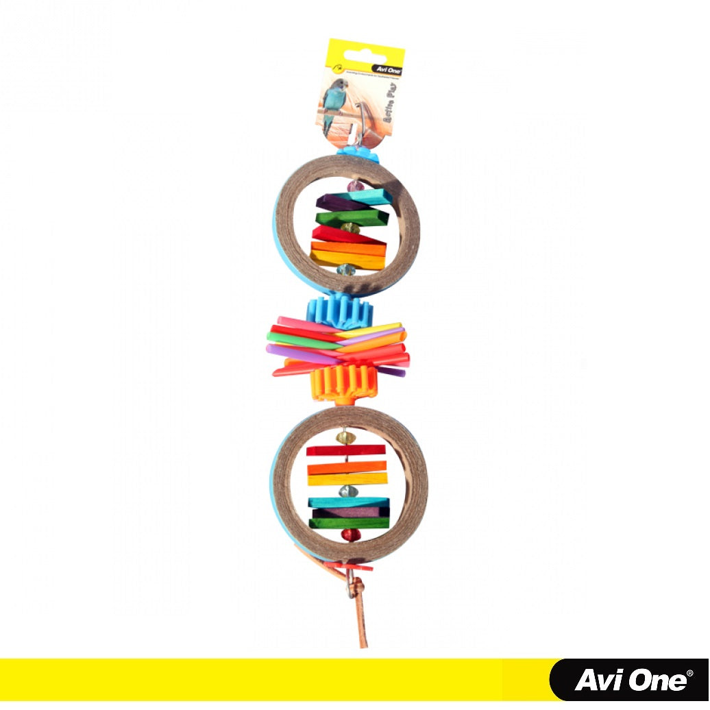Avi One Bird Toy Paper Rings with Wooden Blocks