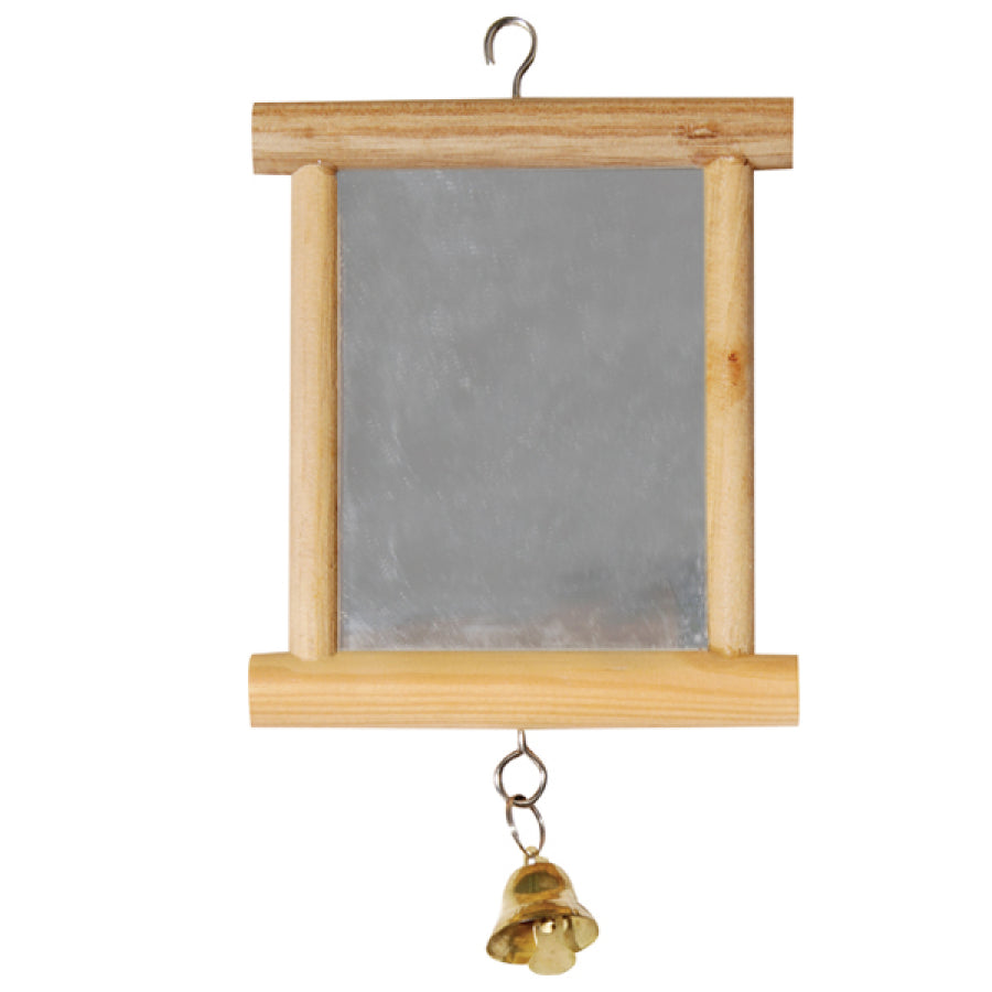 Avi One Wooden Framed Bird Mirror with Bell