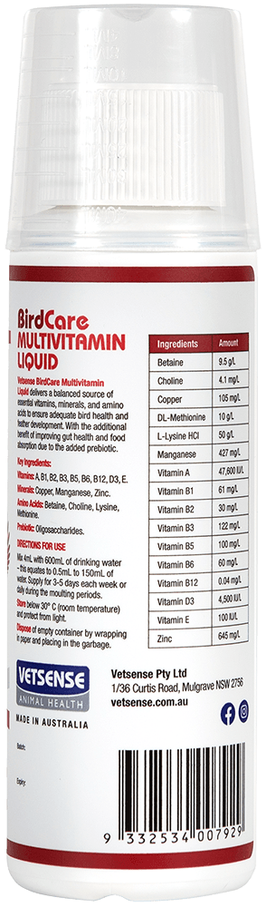 Vetsense Birdcare Multivitamin Liquid