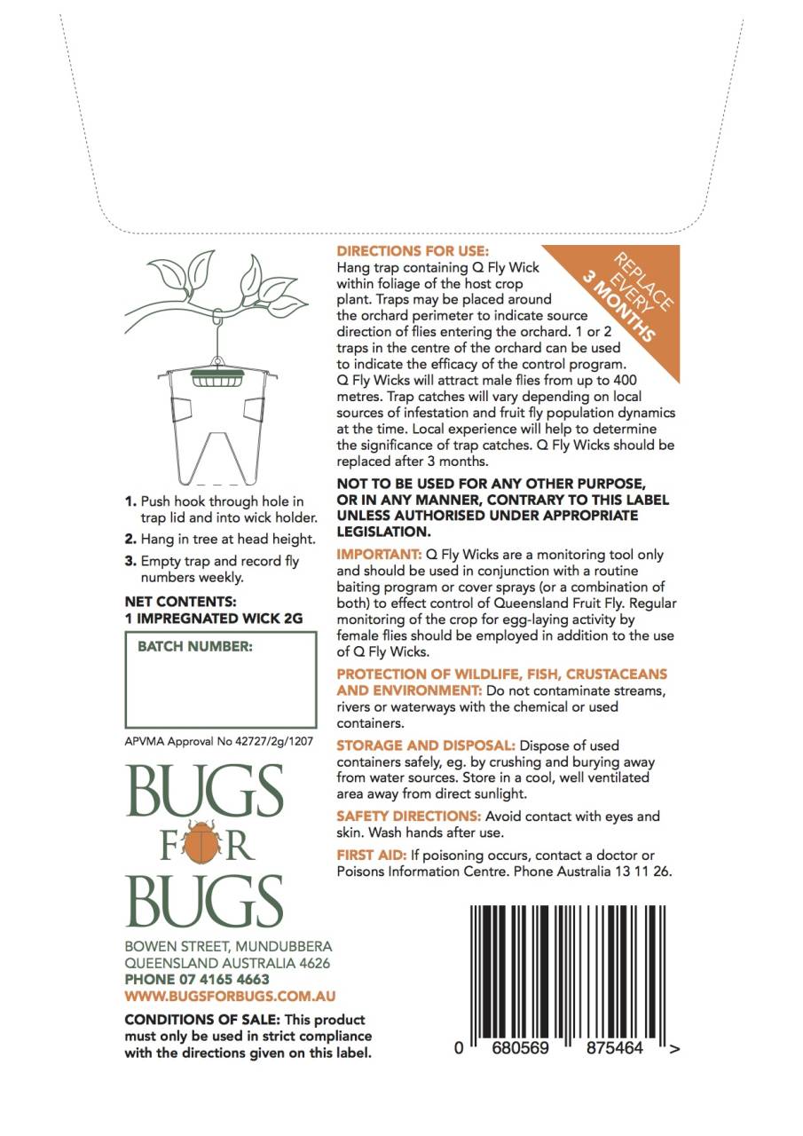 Bug 4 Bugs Q Fruit Fly Wick Refill