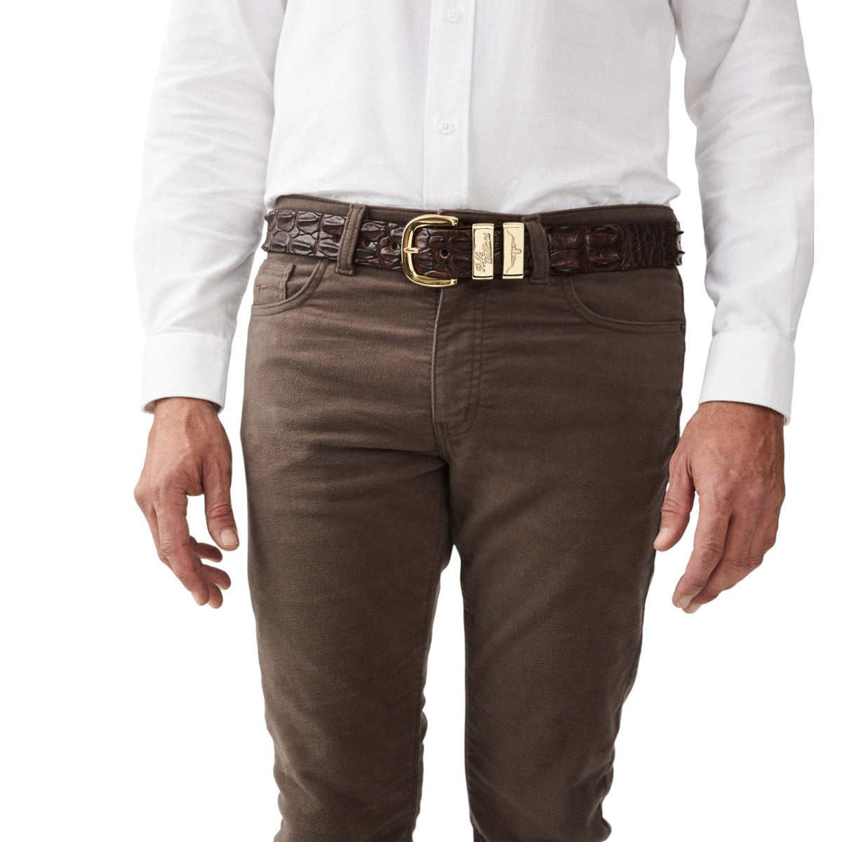 RM Williams Crocodile Drover Belt