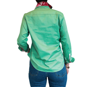 Antola Trading Simone Green - Floral Half Button Shirt