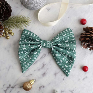 Bow Tie - Deck The Paws Green Sweater
