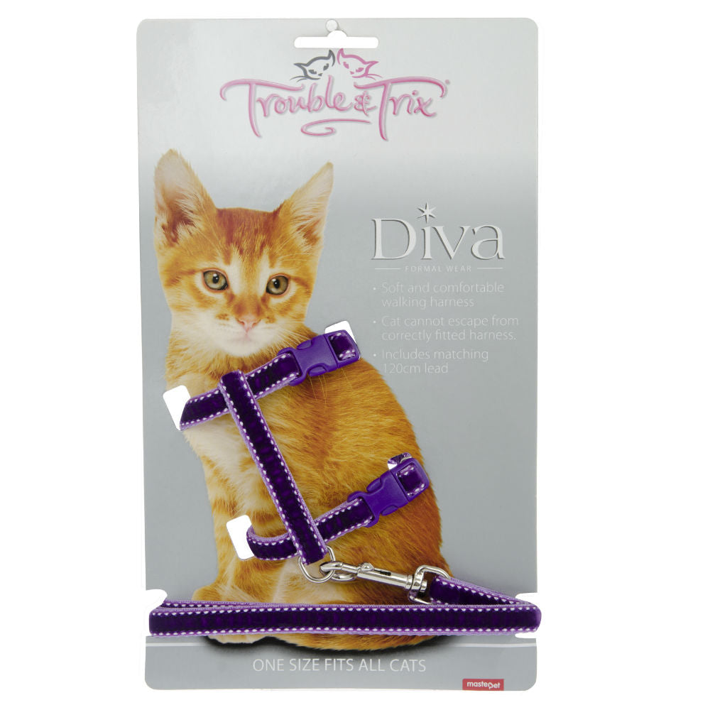 Diva Velvet Stitch Cat Harness