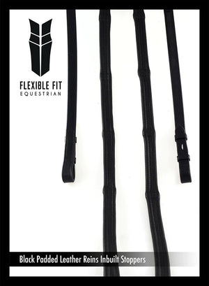 Flexible Fit Schooling Padded Leather Reins 5/8 Billets