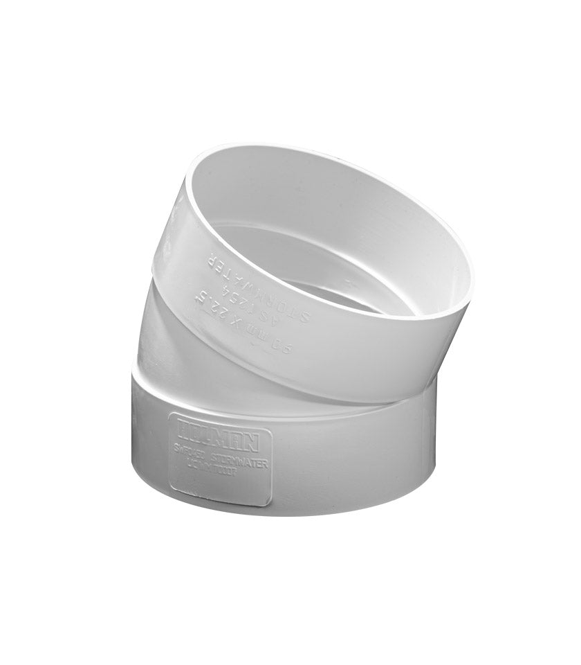 Holman Storm PVC Elbow F&F 22.5Deg 90mm