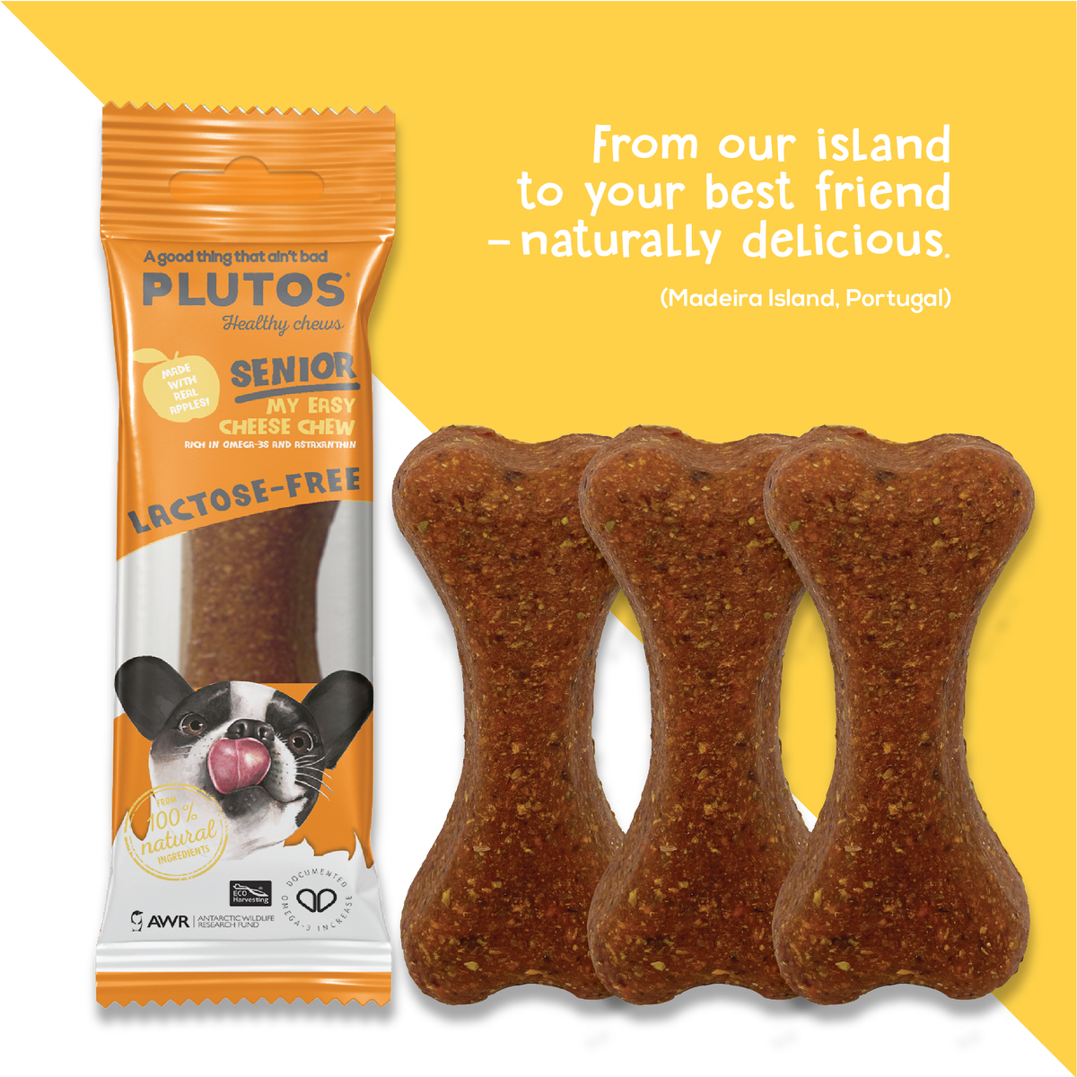 Plutos Senior Cheese Apple & Krill Dental Dog Chew Medium