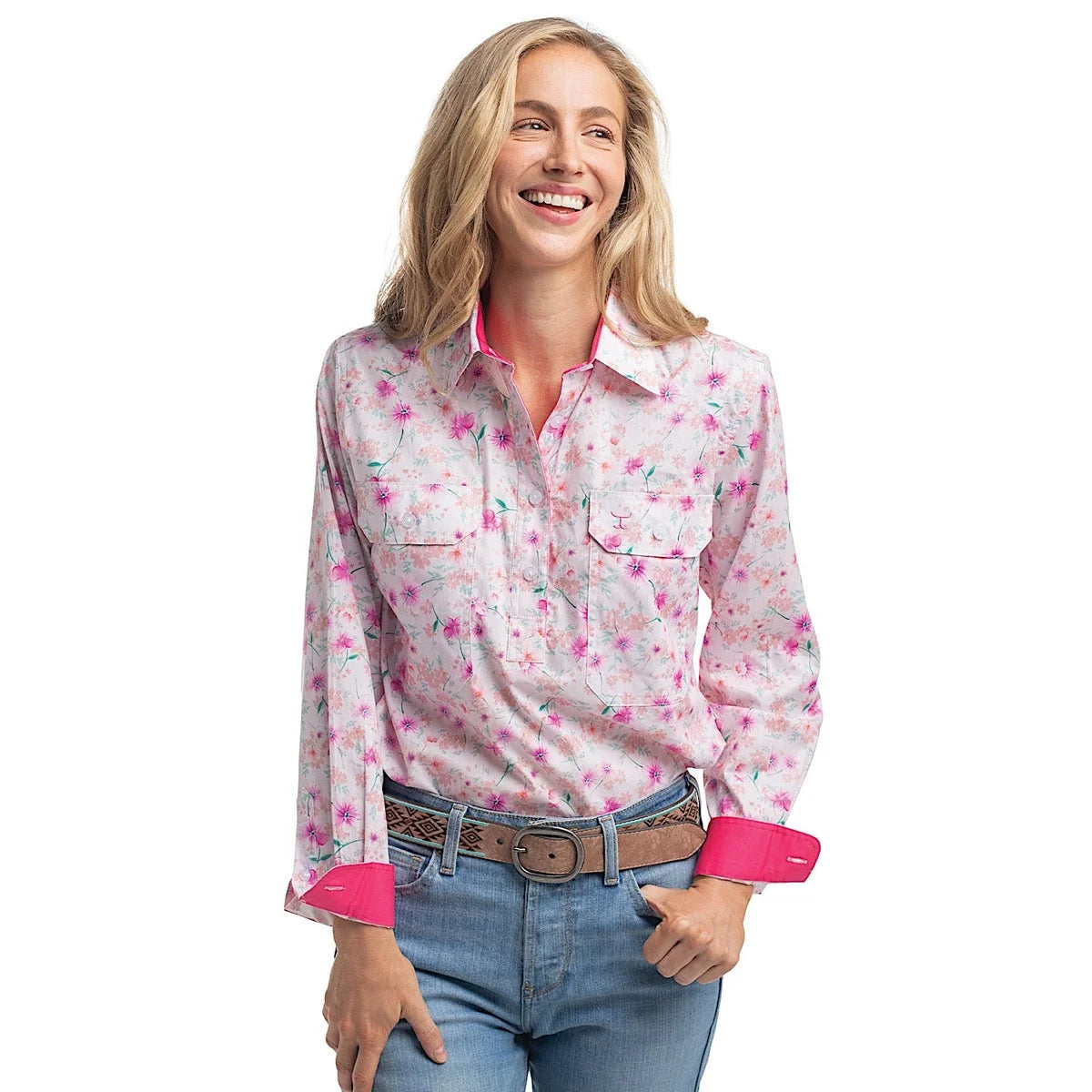 Just Country Womens Georgie Half Button Workshirt