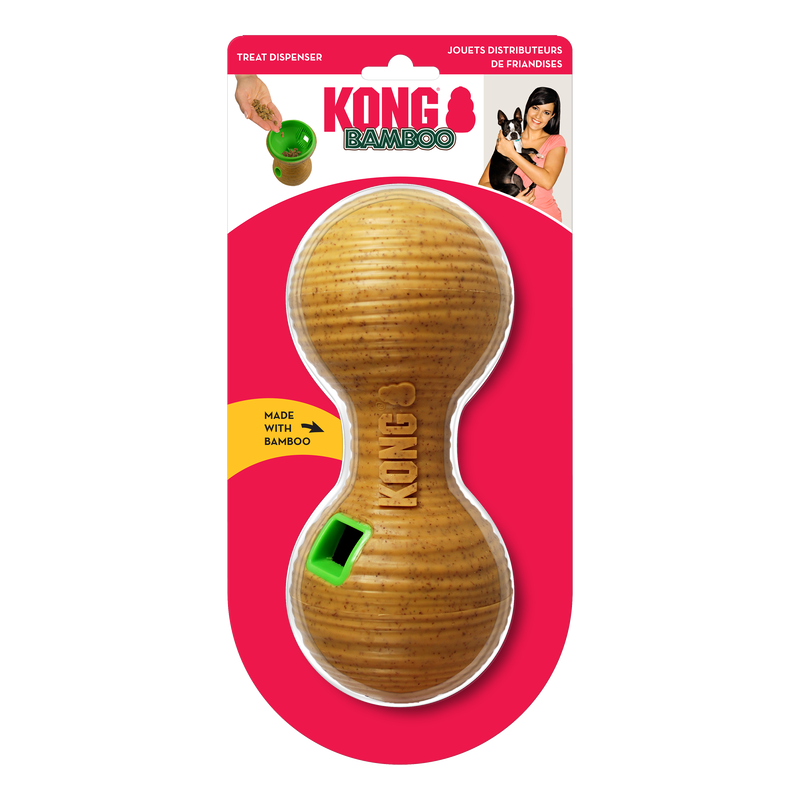 KONG Bamboo Feeder Dumbbell Treat Dispensing Dog Toy