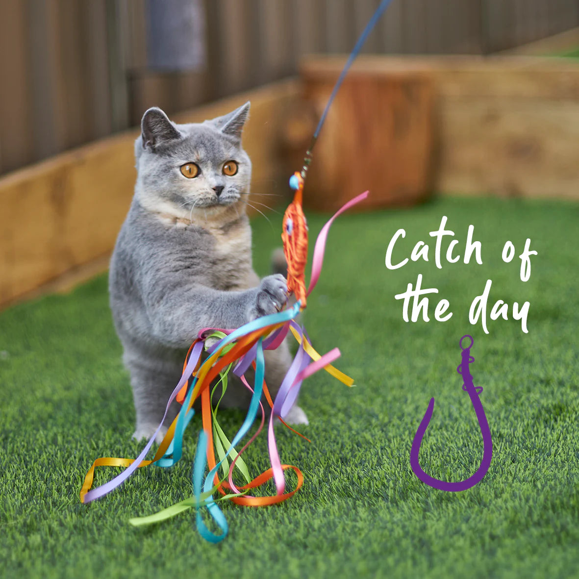 Kazoo Streamer Fish Wand Cat Toy