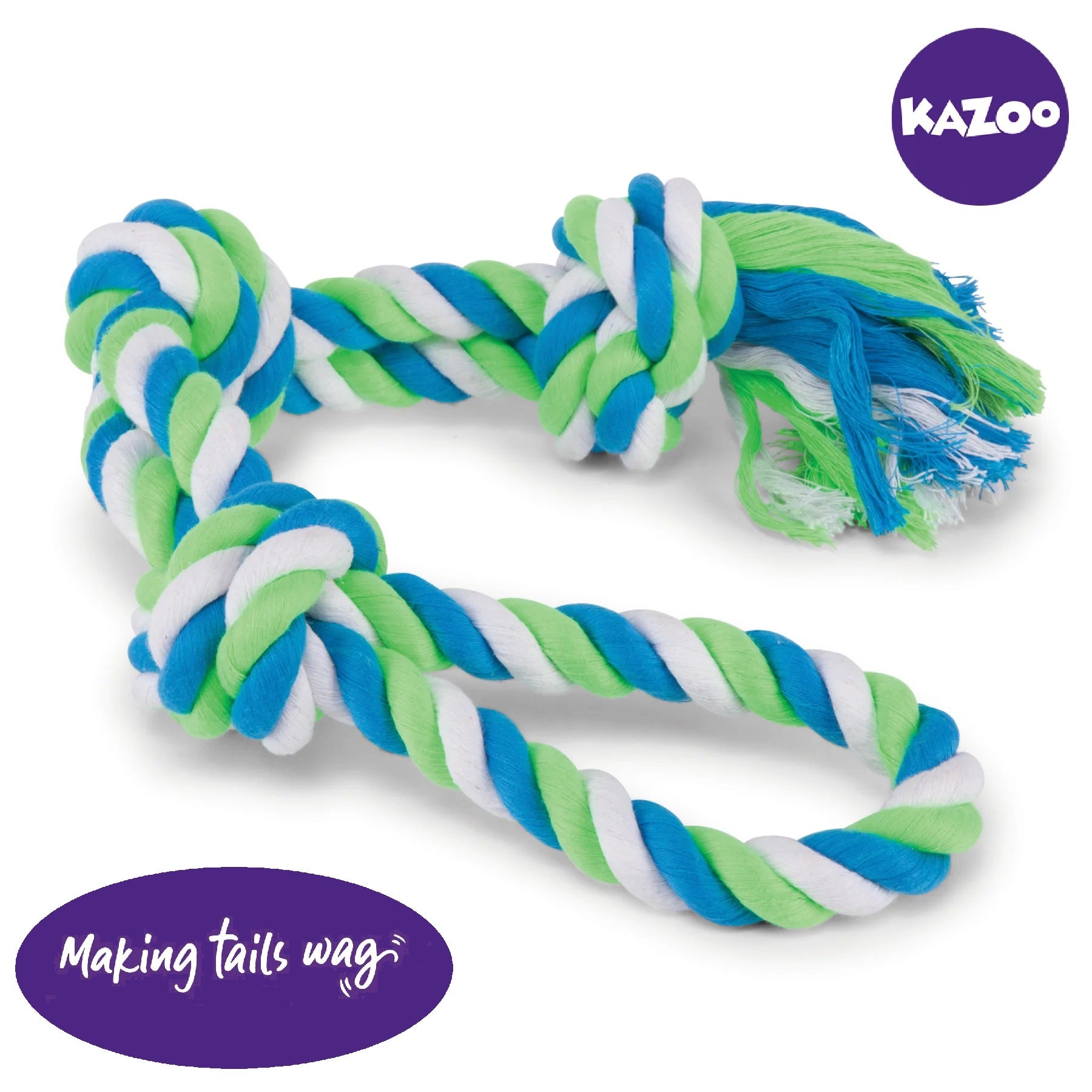 Kazoo Twisted Rope 3 Knot Tug Dog Toy
