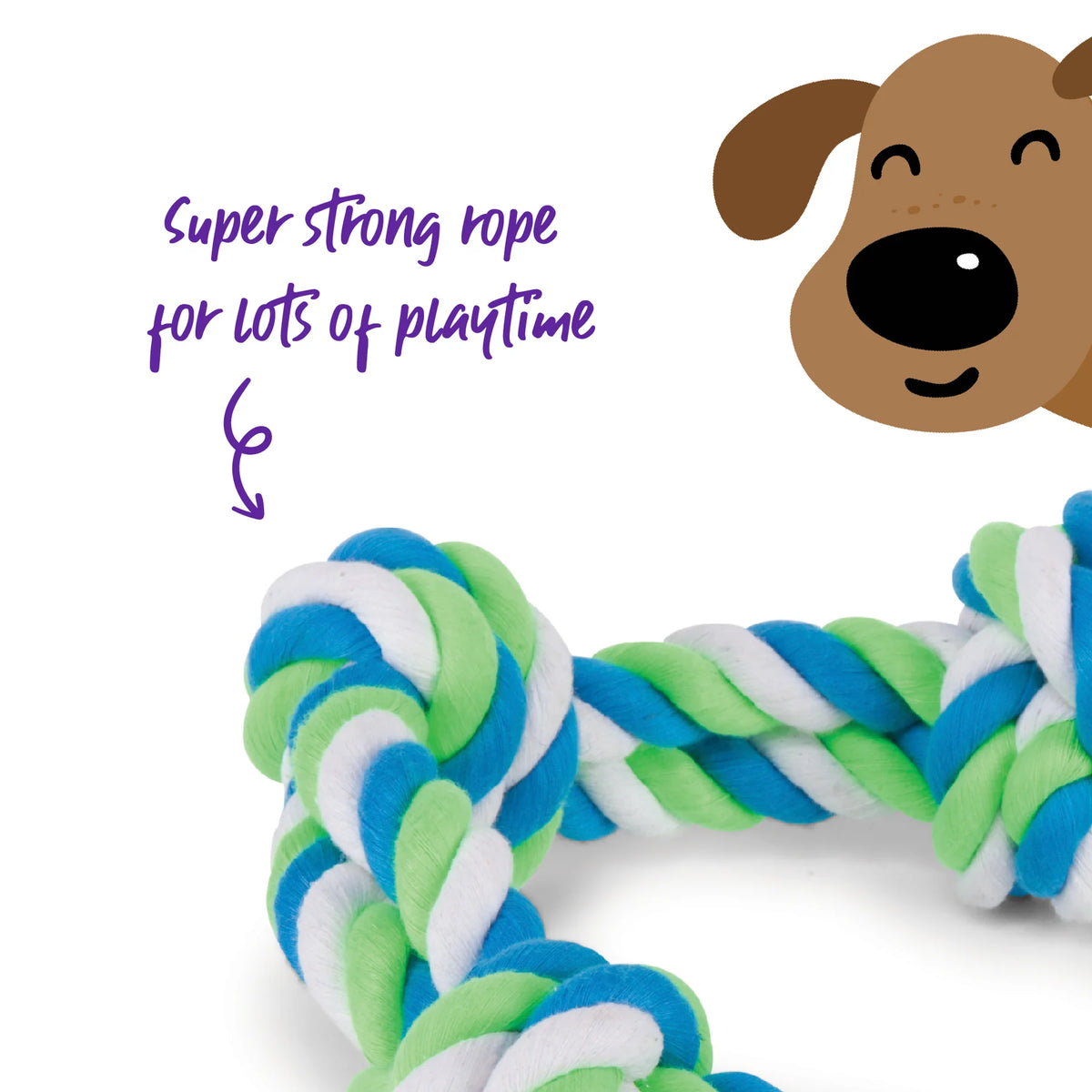 Kazoo Twisted Rope 3 Knot Tug Dog Toy