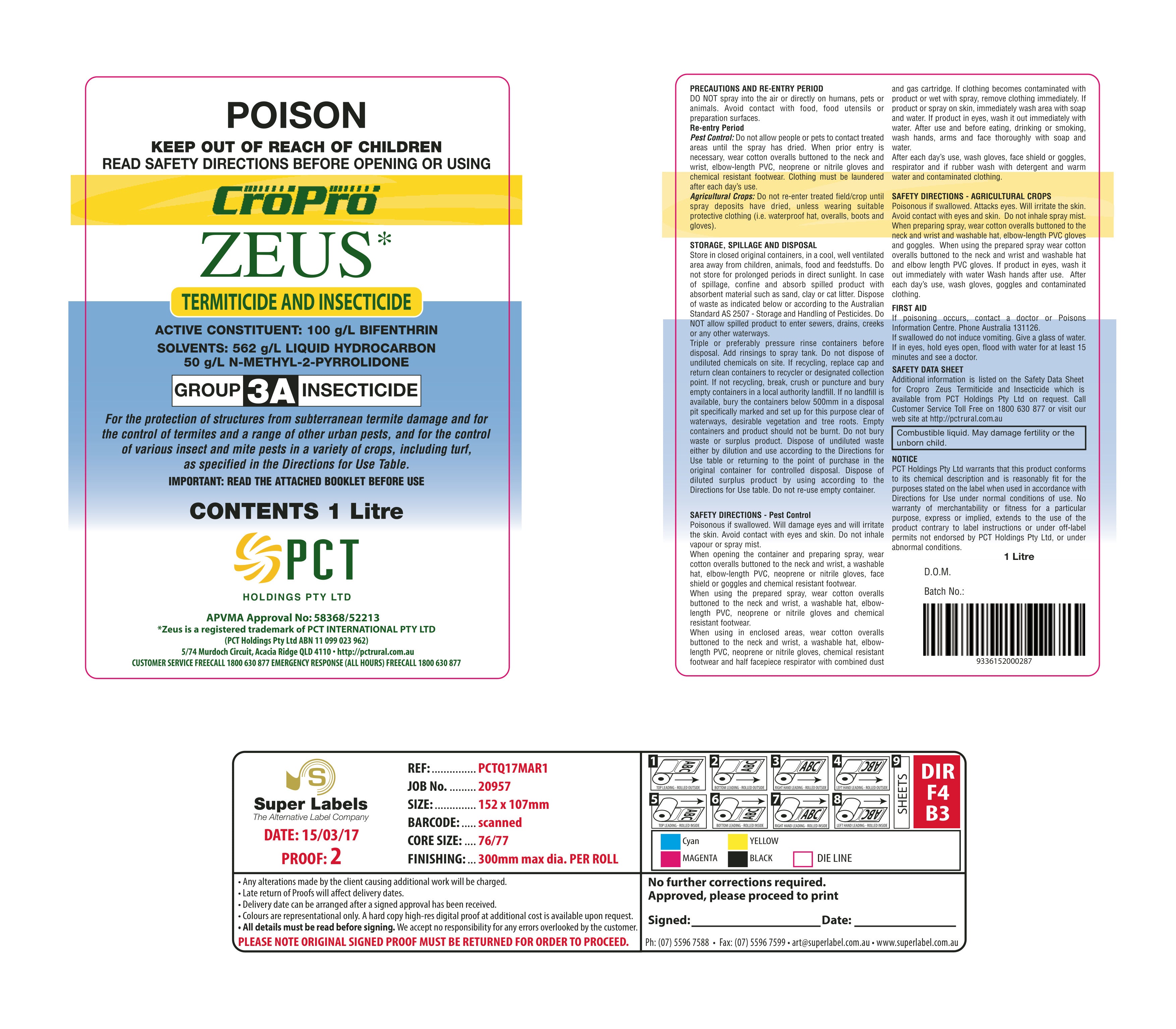 Surefire Zeus Insecticide - 100g/L Bifenthrin - Brookies Rural Traders