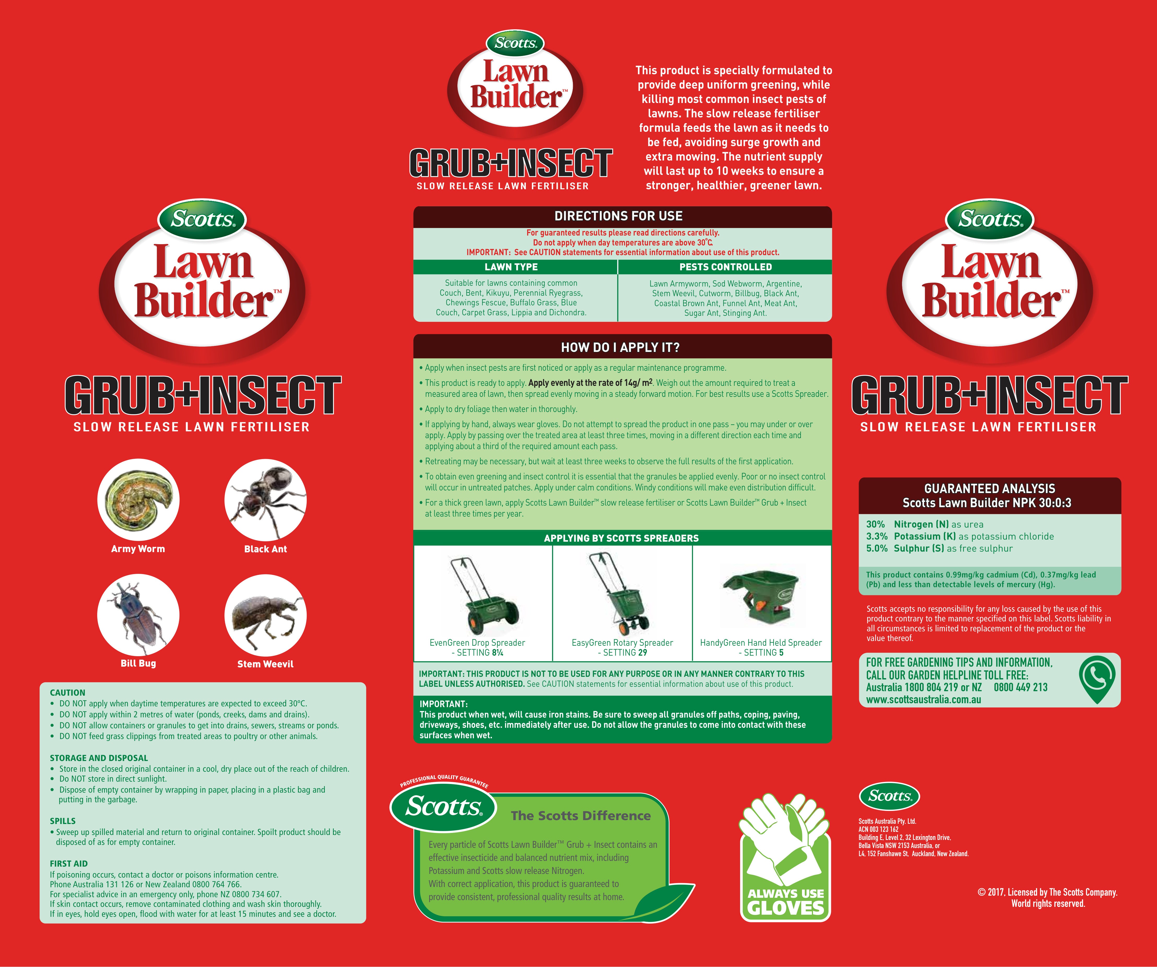 Inct Label Scotts Lawn Builder + Grub and Insect Control - Brookies Rural Traders