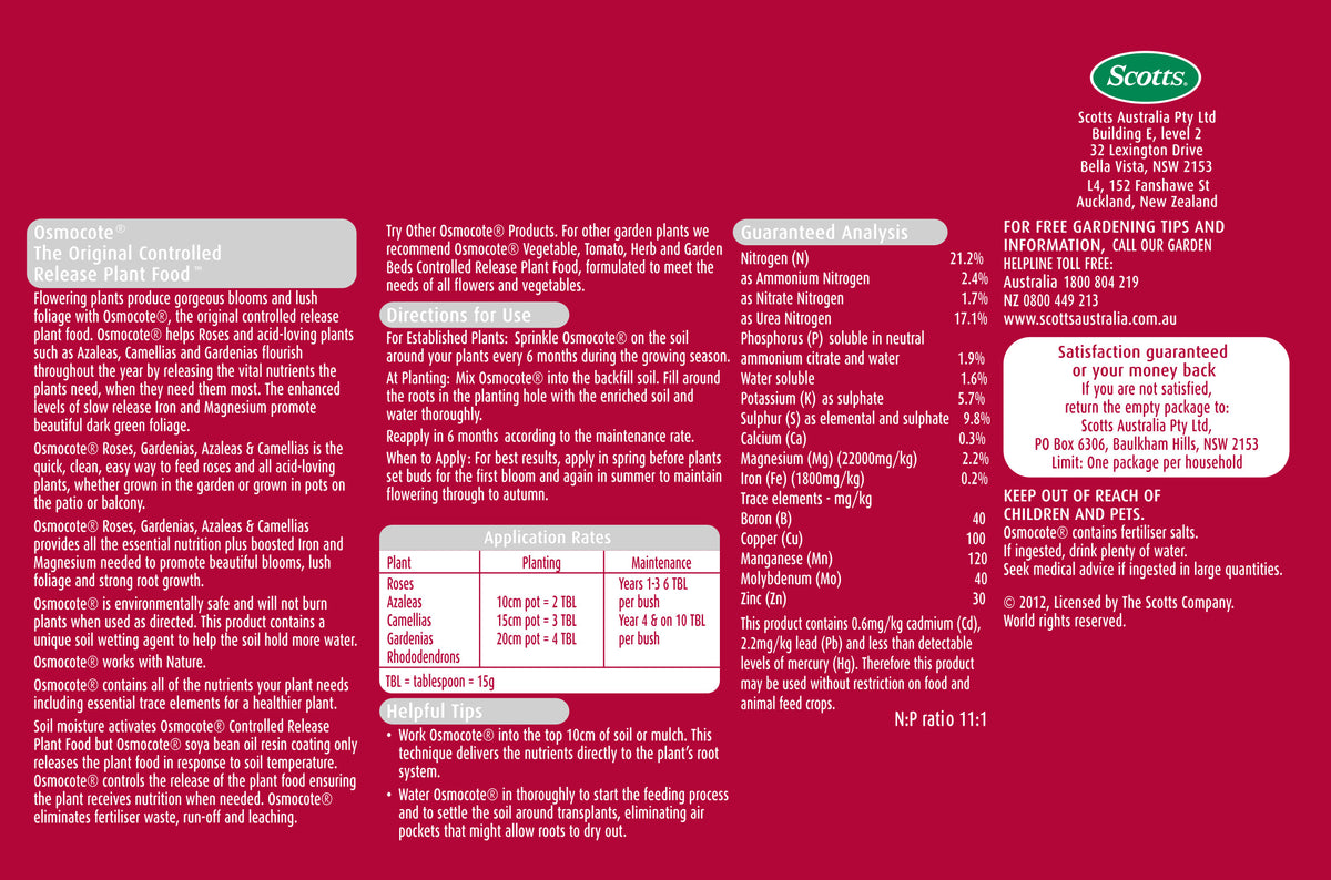 Scotts Osmocote Rose Gardenia and Azalea Fertiliser