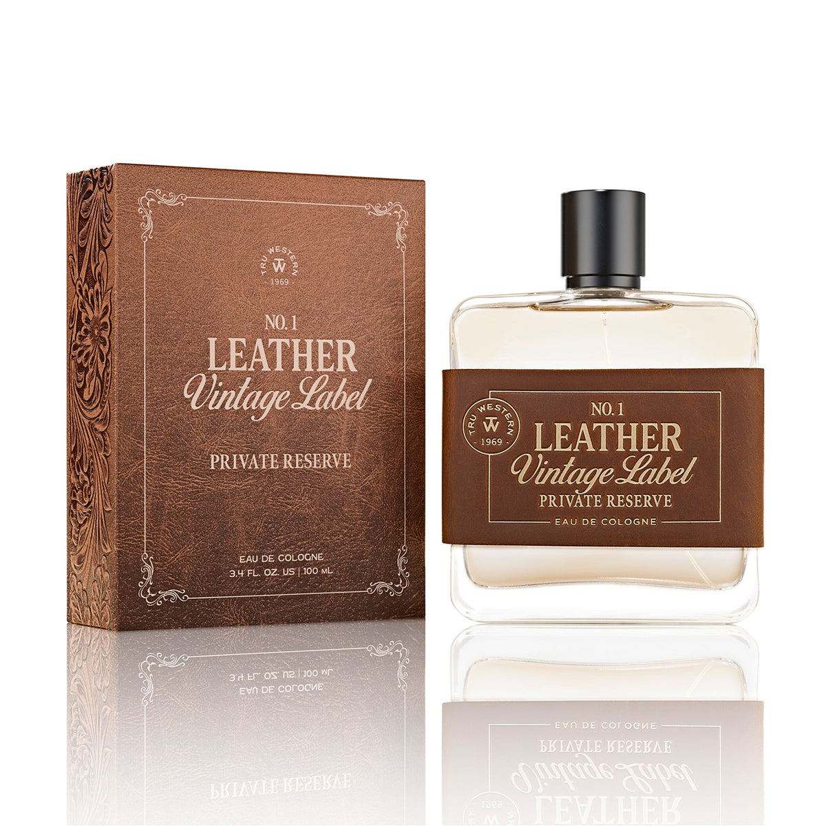 Tru Western Mens Leather Vintage Label No.1 Private Reserve Eau De Cologne