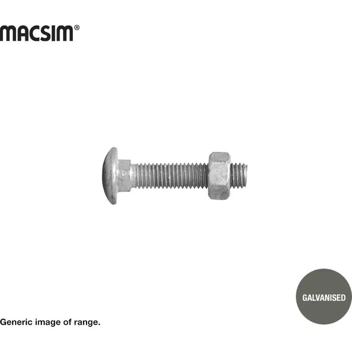 Macsim Carriage Cuphead Bolt Galvanised 10mm