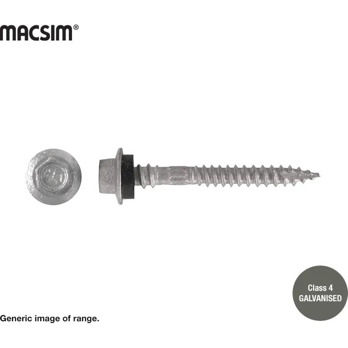 Macsim Roofing Screws Neoprene Galvanised 12G 50pk