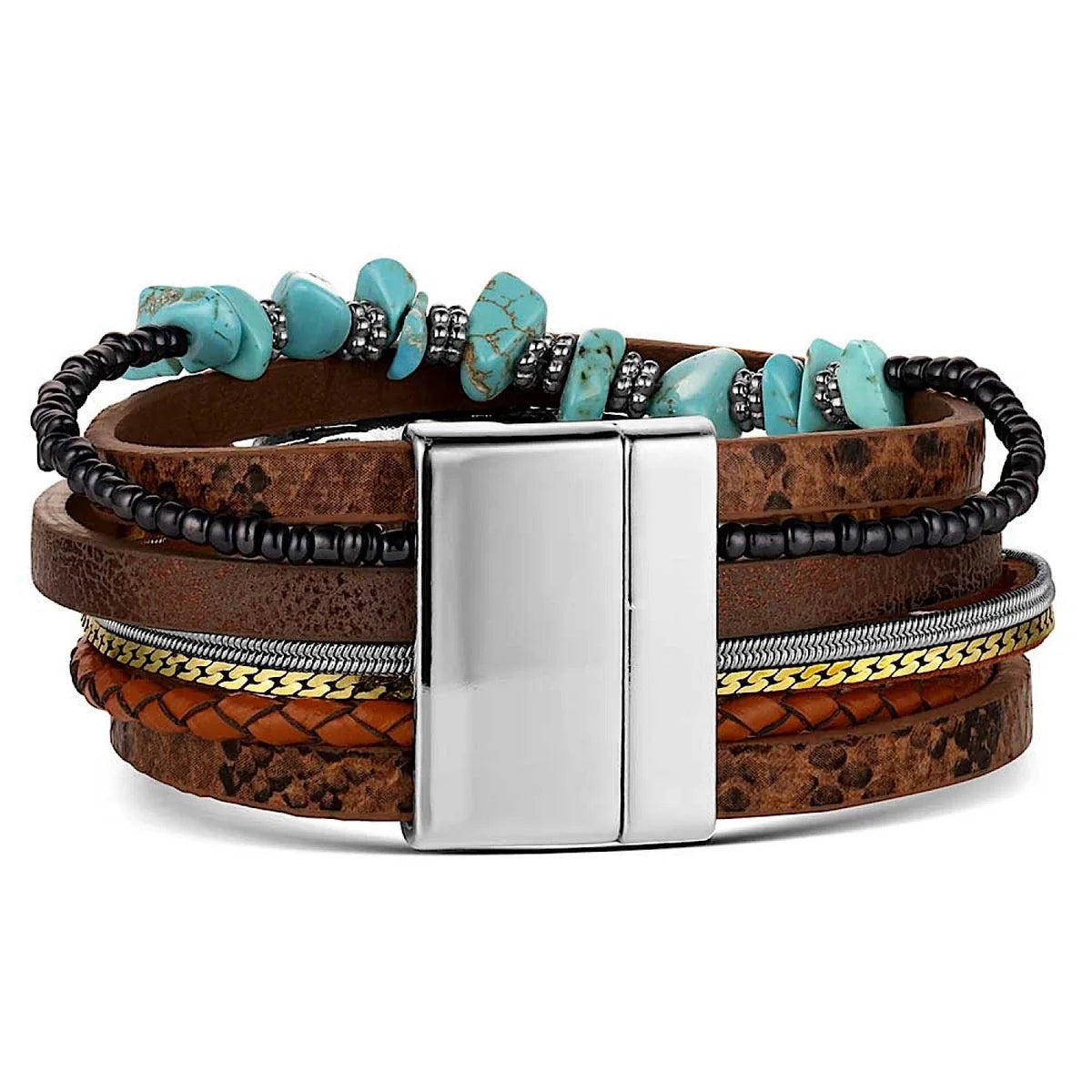 Montana Attitude Feather Turquoise Leather Bracelet