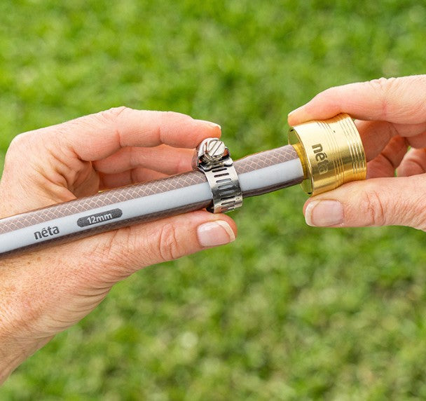 Neta Brass 12mm Hose Connector Barb and Clamp