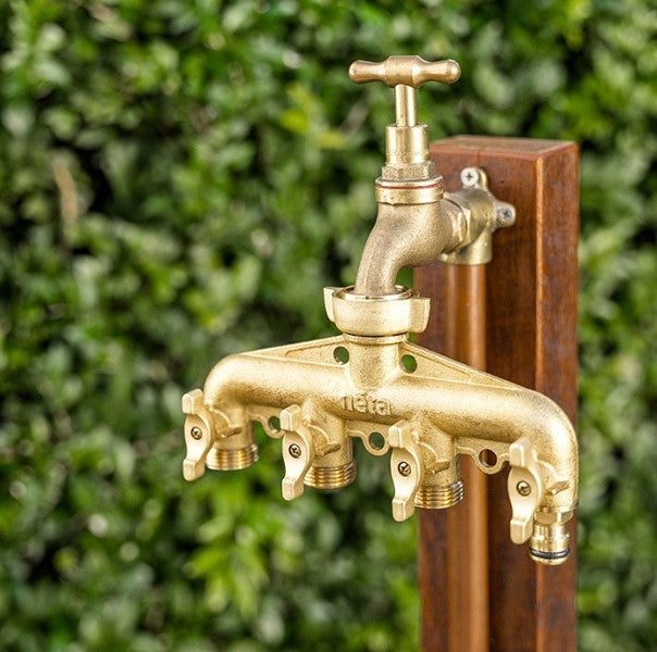 Neta Brass 4 Way Tap Universal Screw On