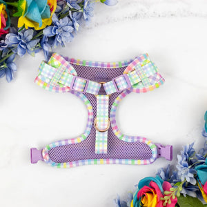 Adjustable Dog Harness Rainbow Gingham